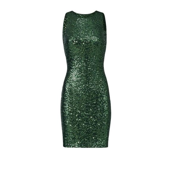 Badgley Mischka Emerald Sequin Mini Dress Size 2 MSRP: $340 - Picture 1 of 9